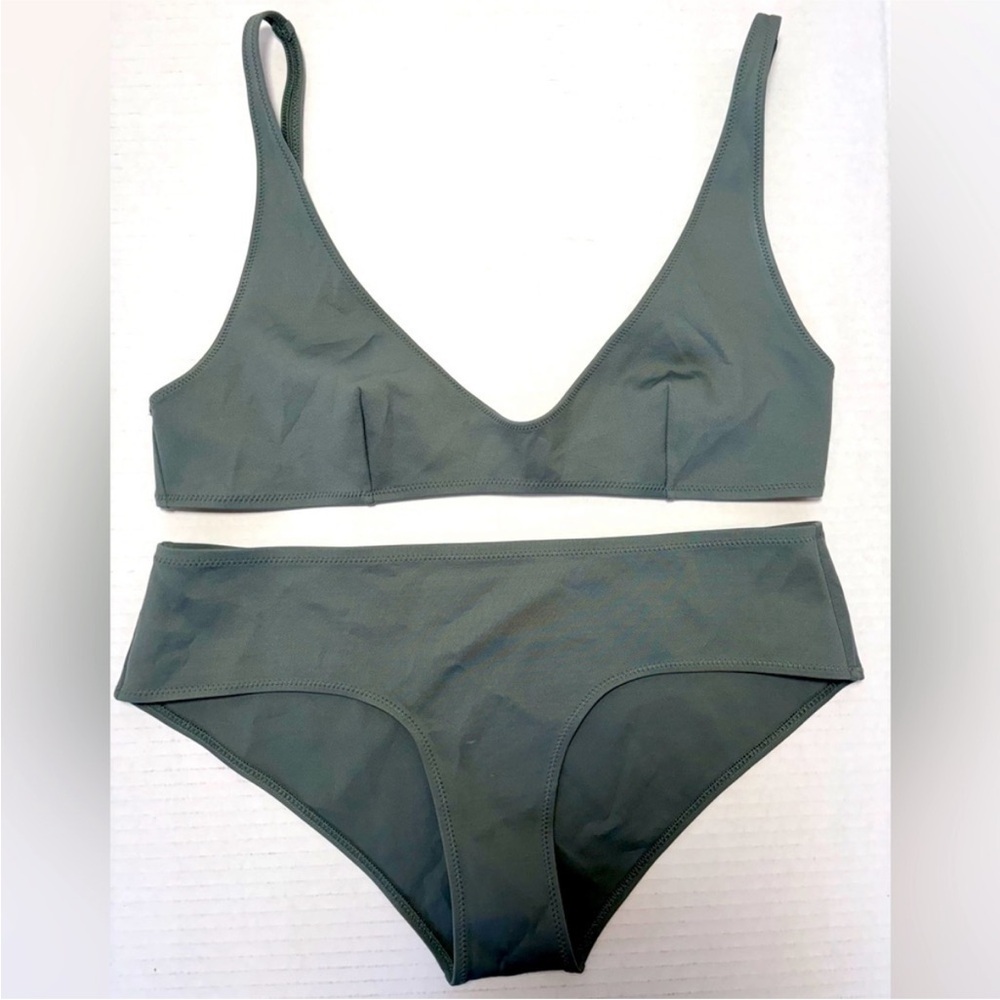 LIKE NEW COS Bikini Top & Bottom Set Minimalist Swimsuit Gray Green / Sage M 10